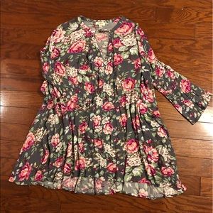 Gray Floral Shift Dress